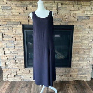 Eileen Fisher Bias Dart Sleeveless Shift Dress Navy Blue Midi Size Small